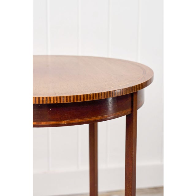 Early 20th Century Edwardian Checkered Edge Inlay Lamp Table For Sale - Image 10 of 10