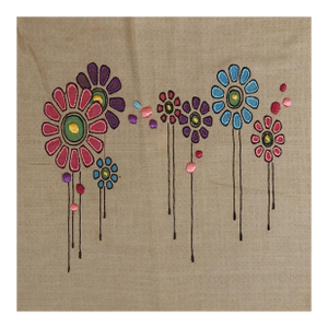 Early 20th Centry Arts and Crafts Floral Embroidered Textile