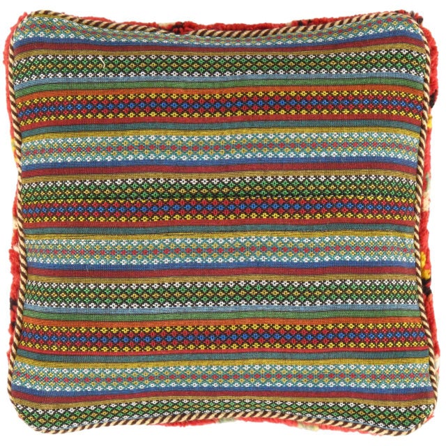 This Gabbeh pillow is made of high-quality LAMBS WOOL The piece was crafted with good workmanship. Gabbeh rugs are made by...