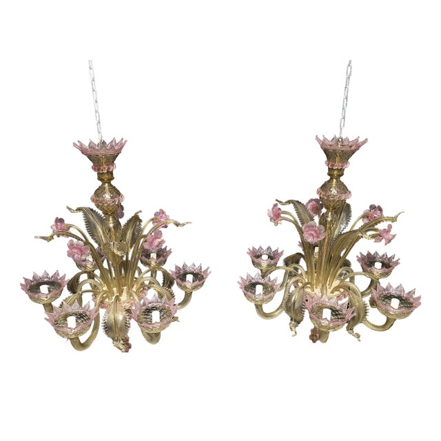 Murano Glass Chandeliers, 1980s, Set of 2 For Sale