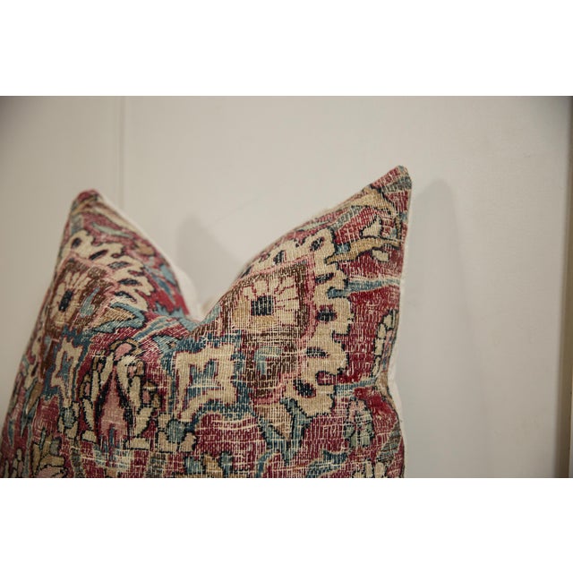 Old New House Vintage Meshed Rug Fragment Pillow For Sale - Image 4 of 11