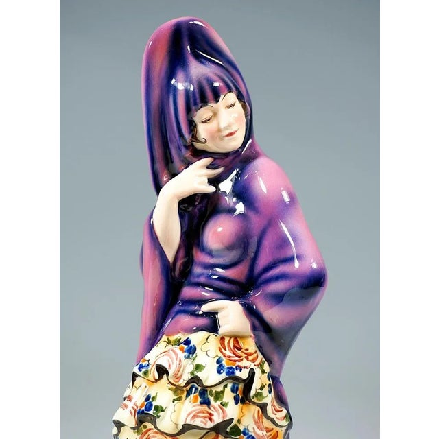 1930s Art Déco Spanish Dancer Figure by Josef Lorenzl for Goldscheider, Vienna, 1930s For Sale - Image 5 of 7