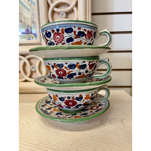 Farmhouse Vintage Deruta Italian Cup & Saucer Signed - 7 Pieces For Sale - Image 3 of 6