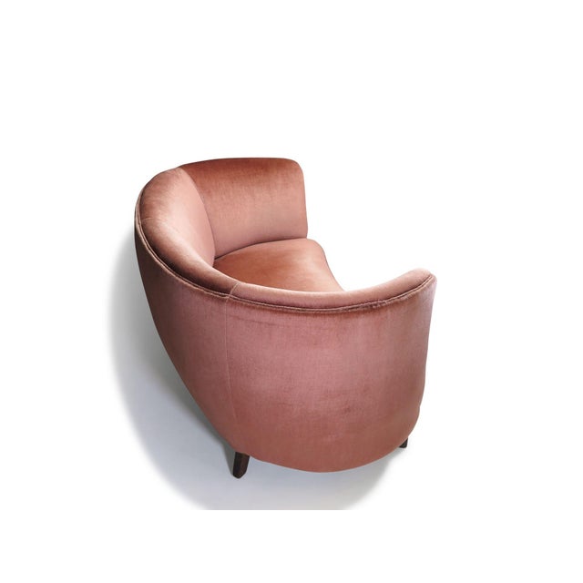 1930's Danish Deco Curved Sofa in Original Pink Mohair For Sale - Image 9 of 13