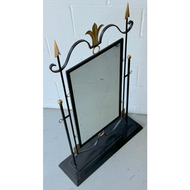 French French Modern Neoclassical Style Gilt Wrought Iron Table Mirror For Sale - Image 3 of 12