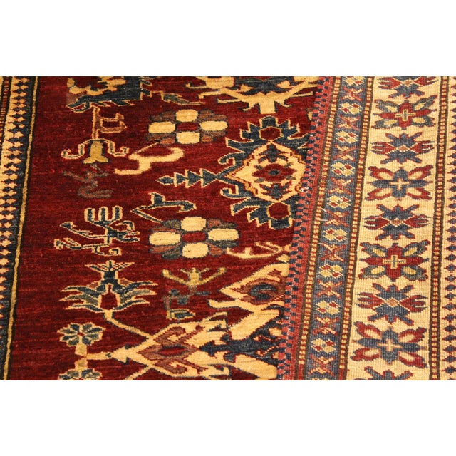 Red Rustic Super Kazak Red/Gold Wool Rug - 4'0'' X 5'7'' For Sale - Image 8 of 10