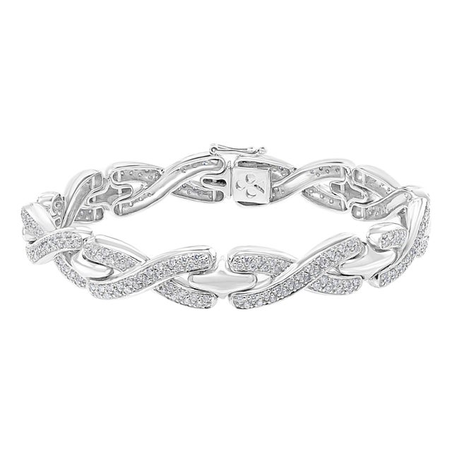 4.5 Carat Diamond Bracelet in 18 Karat White Gold, 38 Grams, Estate For Sale