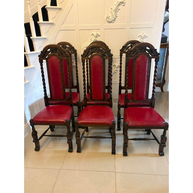 Antique Victorian Carved Oak Barley Twist Dining Chairs, 1880, Set of 6 For Sale - Image 18 of 18