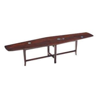 Edward Wormley for Dunbar Model 5632 Mid Century Walnut and Mahogany With Natzler Tiles Coffee Table For Sale