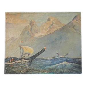 Pfoutz Off to Potlatch Oil Painting 1940'S