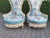 1970 Louis XVI White Beech Turquoise Lounge Chairs-Pair For Sale - Image 9 of 12