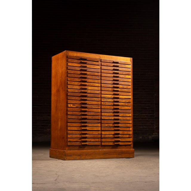 Antique Oak 48-Drawer Index Cabinet For Sale - Image 4 of 12