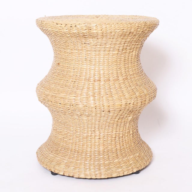 Pair of Woven Reed Mid Century Style Stands For Sale - Image 4 of 8