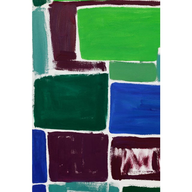 "Squares / Green Purple" Large Abstract Painting by Simon Findlay - Set of 2 For Sale - Image 11 of 15