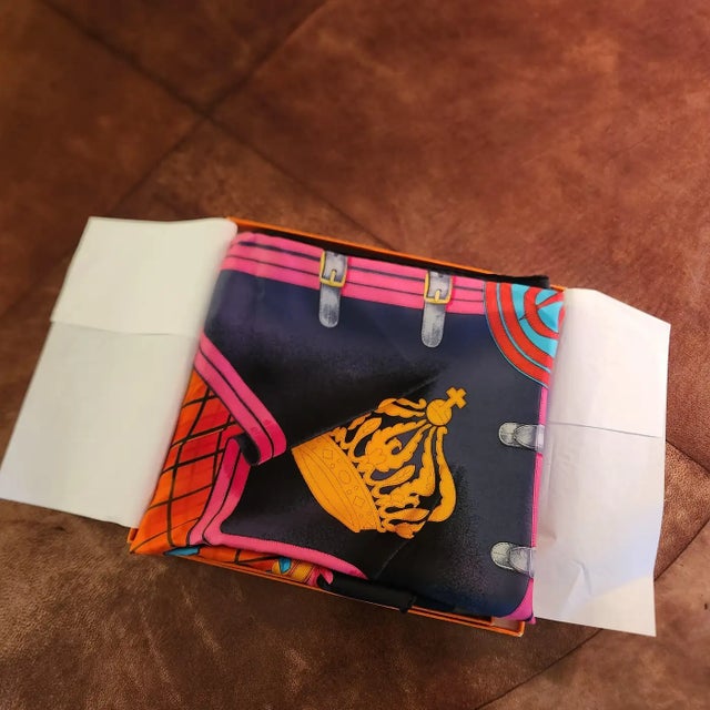 1980s Hermès Silk Scarf Grande Tenue by Designer Henri D' Origny Boxed For Sale - Image 11 of 14