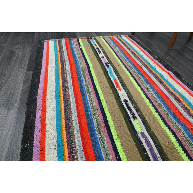 Vintage Turkish Oushak Handmade Wool Cotton Multi Color Runner Rug For Sale In San Francisco - Image 6 of 11