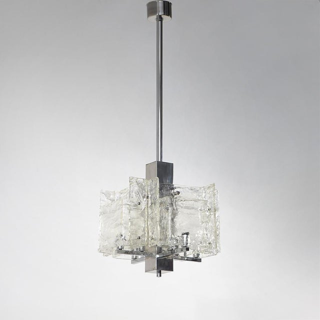1970s Vintage Chandelier in Chromed Metal and Glass, 1970s For Sale - Image 5 of 16