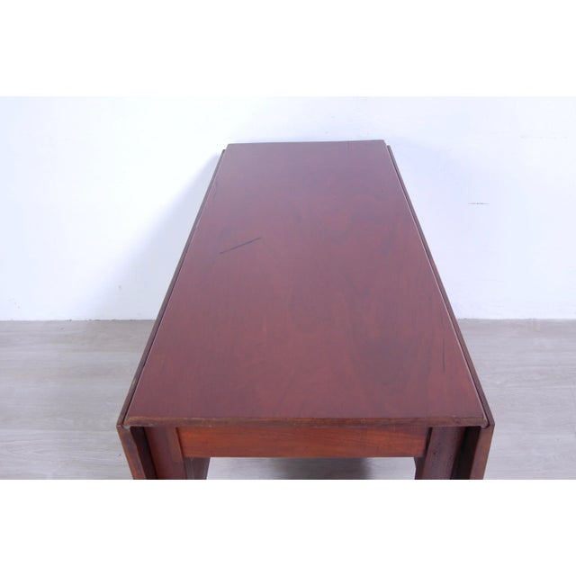 Brown Vintage Console Table with Rectangular Bands For Sale - Image 8 of 15