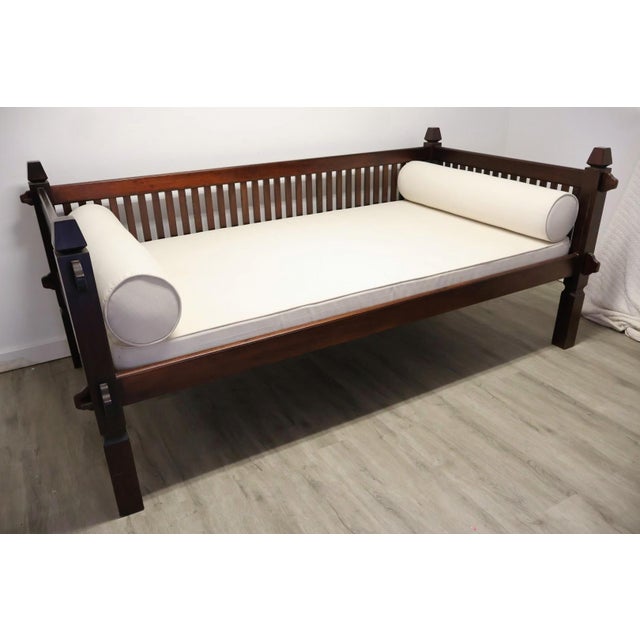 Late 20th Century 20th Century Thai Hardwood Daybed With Slatted Gallery, Cushion & Bolsters For Sale - Image 5 of 9