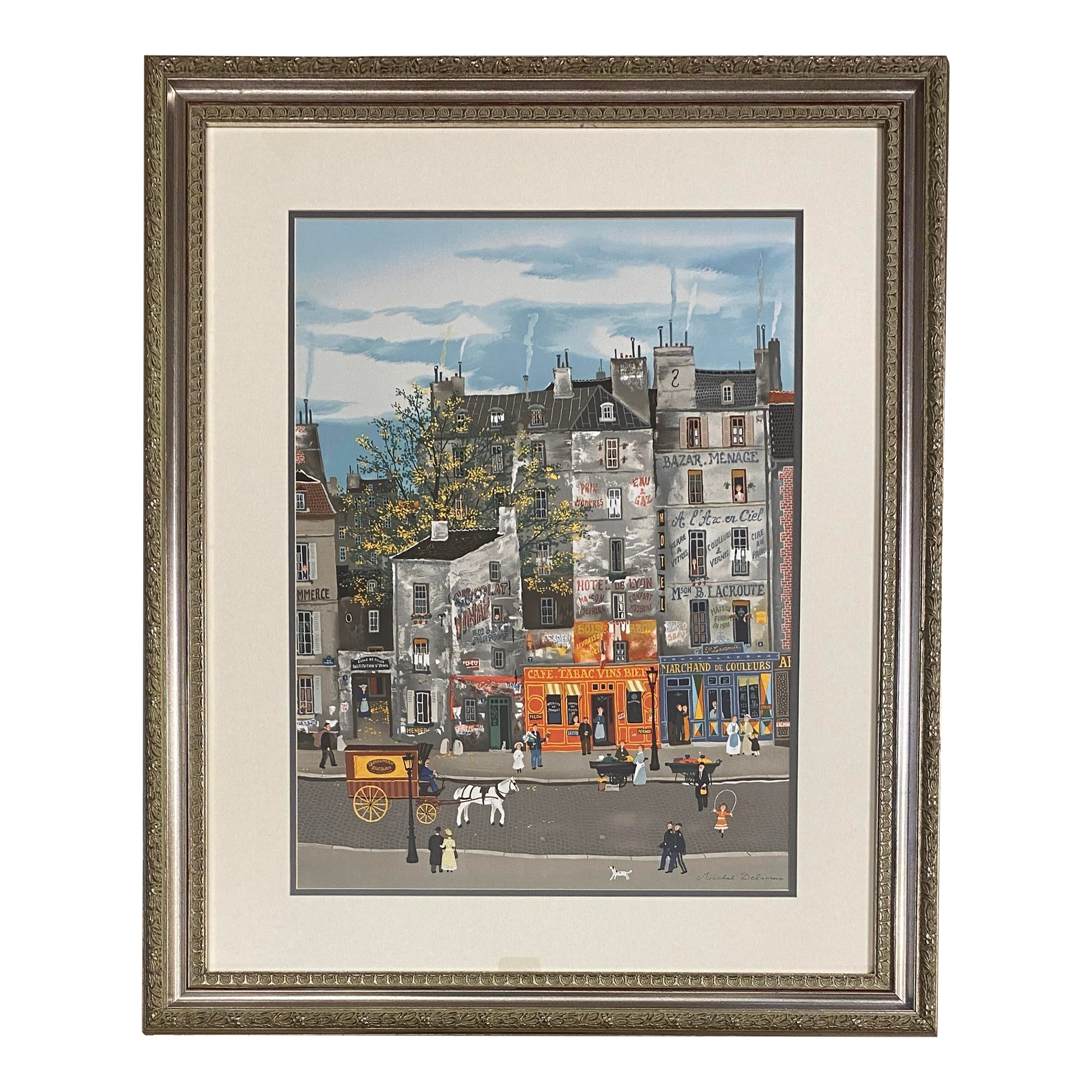 Michel Delacroix Lithograph French Cityscape & Figurative Parisian