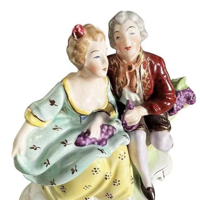Early 20th Century Victorian Dresden Hand Painted Porcelain Courting Couple Figurine - Germany For Sale - Image 5 of 6
