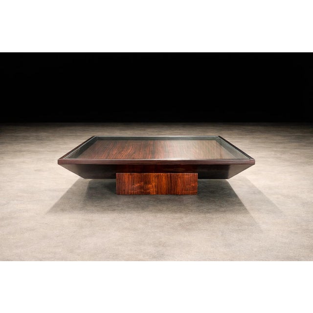 Brazilian Modern Coffee Table in Rosewood, Glass & Metal, Attributed to Joaquim Tenreiro, 1960s For Sale - Image 14 of 16