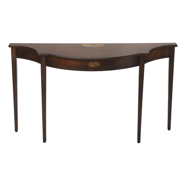 Chester 54 in. W Demilune Wood Traditional Console Table, Cherry For Sale