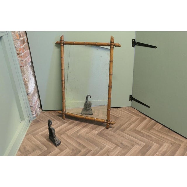 Original French Bamboo Wall Mirror This is a very attractive piece, the mercury mirror glass is a very old one with a...