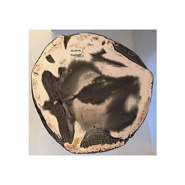 Ceramic Dark Gray Vase with Leaf Design For Sale - Image 7 of 7