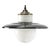 Metal Vintage Black Enamel, Opaline Glass, Porcelain & Brass Pendant Lamp For Sale - Image 7 of 7