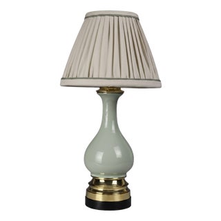 Victorian French Celadon Glazed Ceramic Table Lamp, 1890 For Sale