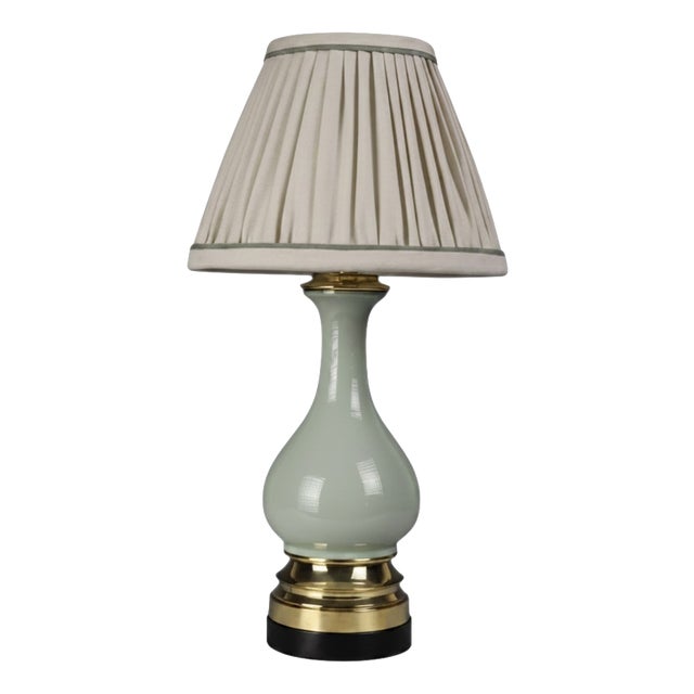 Victorian French Celadon Glazed Ceramic Table Lamp, 1890 For Sale