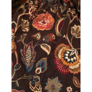 Schumacher Embroidered Brown Floral Fabric For Sale