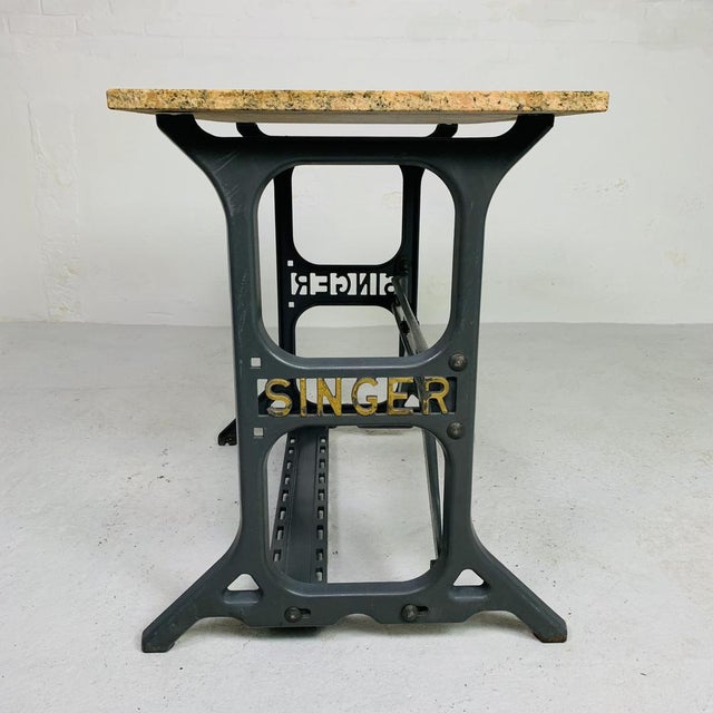Garden Table with Marble Top on Singer Cast Iron Frame, 1950s For Sale - Image 11 of 18