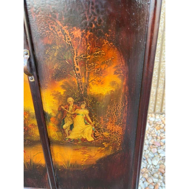 19th Century Antique Victorian Style Hand Painted Music Storage Cabinet. For Sale - Image 4 of 12