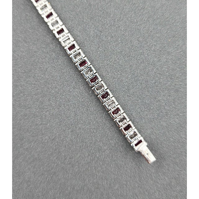 Metal 17.29 Ct Gia Certified Ruby & Emerald Cut Diamond Bracelet For Sale - Image 7 of 9