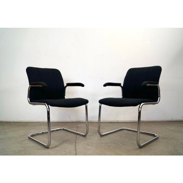 Anton Lorenz 1970’s Mid-Century Modern Chrome Arm Chairs - A Pair For Sale - Image 4 of 12