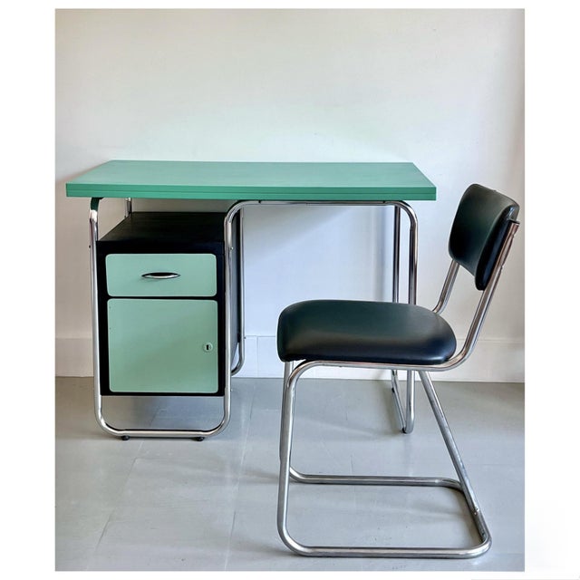 Tubular Writing Desk in Chrome with Metal and Wood, 1960s For Sale - Image 4 of 11