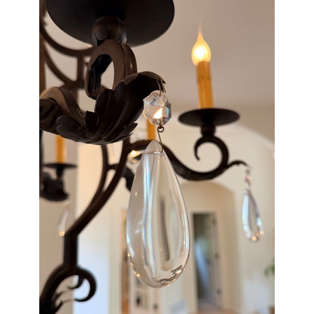 Gothic Large Gothic Revival Style Iron & Crystal Twelve-Light Chandelier, Circa 2000s For Sale - Image 3 of 5