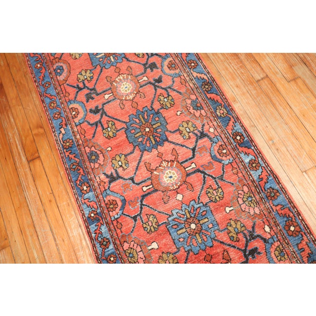 1930s Persian Malayer rust color runner. Measures: 2'6'' x 9'4''.