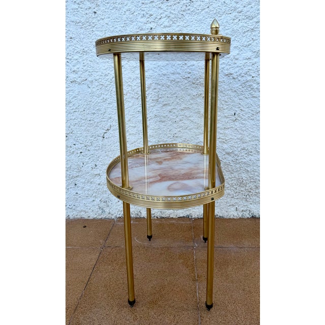 1960s Mid-Century Brass and Fiberglass Two Tier Side Table, 1960 For Sale - Image 5 of 11