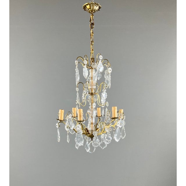 20th Century Louis XV Bronze and Crystal Chandelier with Pendants For Sale - Image 10 of 10