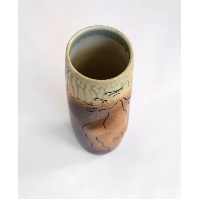 Dan Ishler Modernist Studio Pottery Incised Relief Horse Vase For Sale - Image 11 of 13
