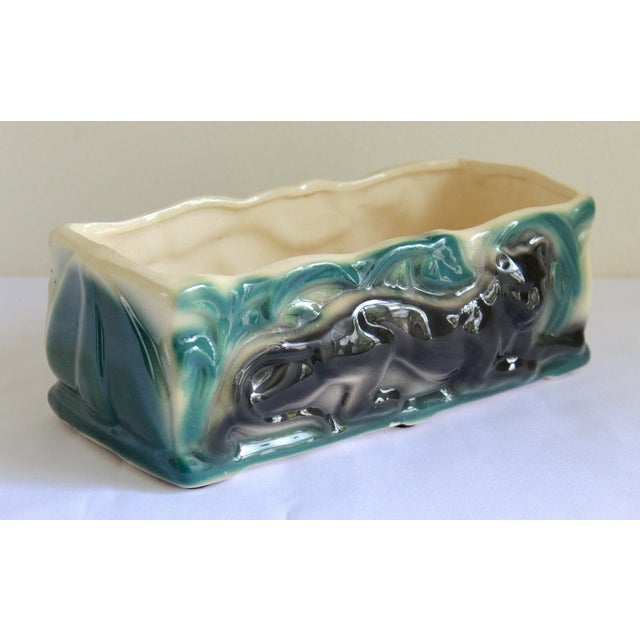 Mid-Century Modern 1950s Mid-Century Modern Black Panther Jungle Ceramic Planter For Sale - Image 3 of 9