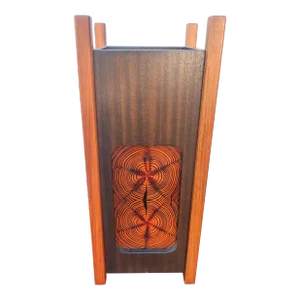 Vintage Mid Century Modern Wood Two Tone Rectangular Shaped Desk Light Box Table Lamp