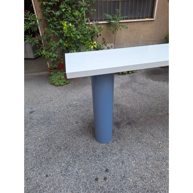 Console in White Lacquer with Cylindrical Plastic Legs by Tresoldi Salvati, 1980s For Sale - Image 9 of 11