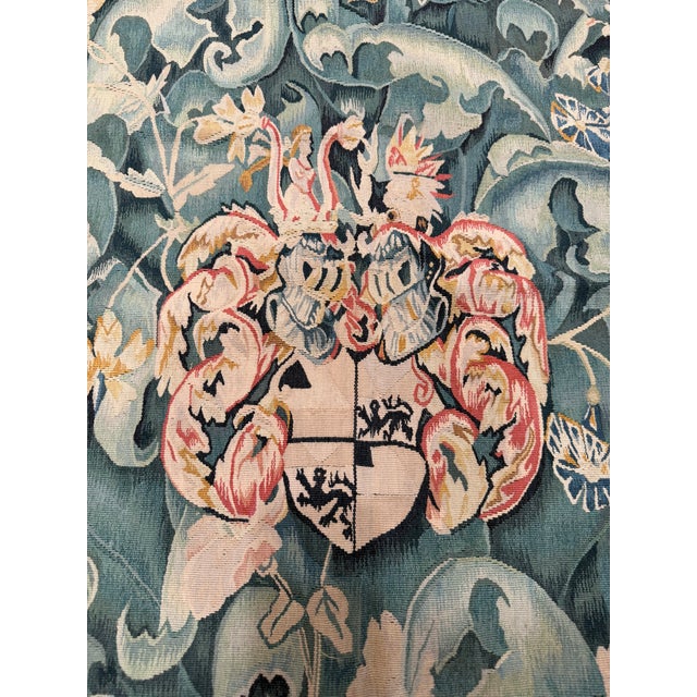 Traditional Vintage European Coat of Arms Botanical Tapestry For Sale - Image 3 of 8
