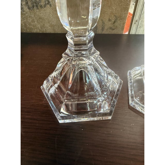 Tiffany & Co Hampton 9" Crystal Candlesticks Taper Candle Holders Pair Excellent condition no damages Both candle holders...