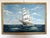 Impressive large-scale oil painting on canvas depicting a majestic tall ship sailing across dynamic ocean waves under an...