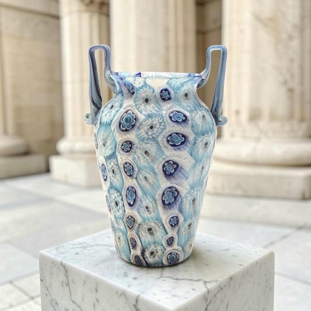 An elegant early 20th century millefiori murrine art glass vase attributed to Fratelli Toso, Murano, Italy, circa...
